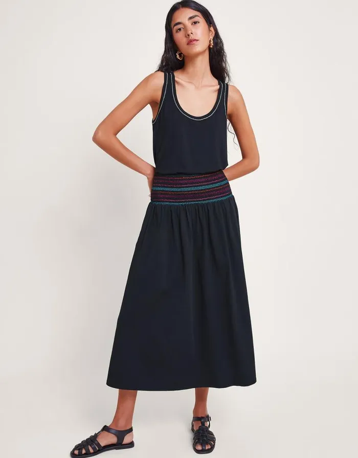 Monsoon Cleo Stitch Skirt Black Women Casualwear