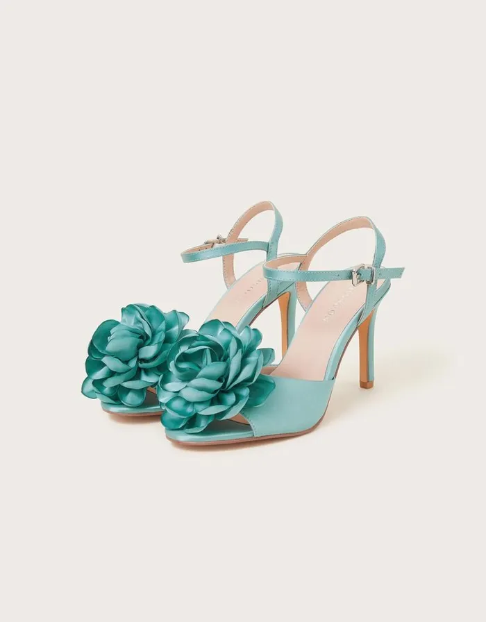 Monsoon Corsage Satin Stilettos Blue Women Sandals