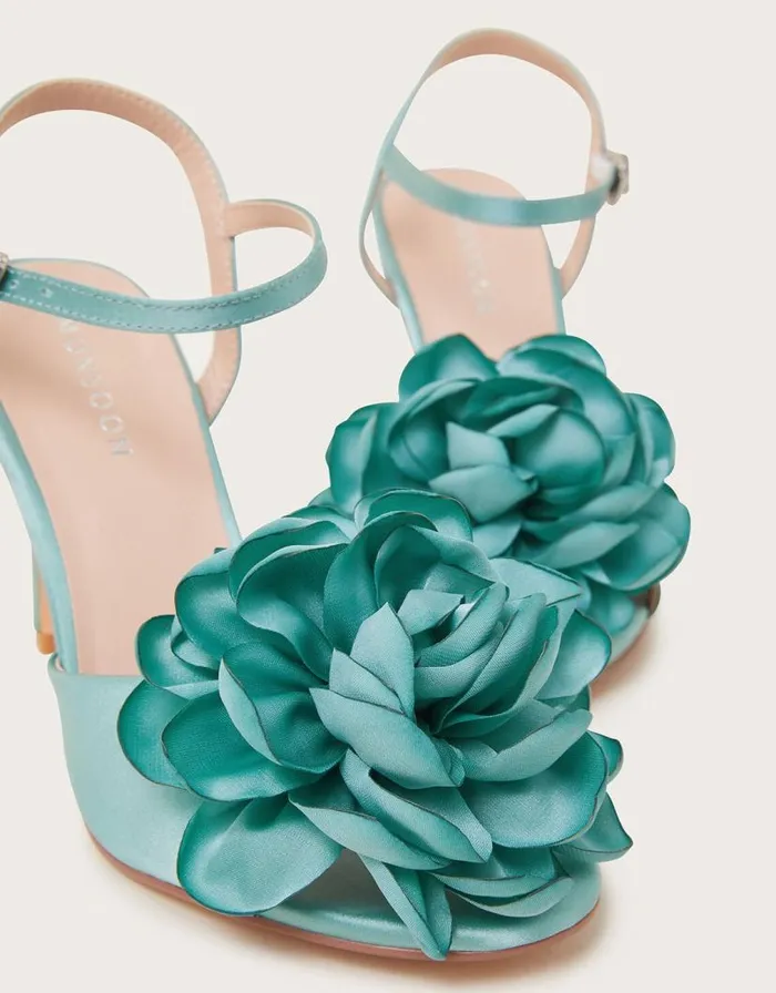 Monsoon Corsage Satin Stilettos Blue Women Sandals Monsoon Corsage Satin Stilettos Blue Women Sandals