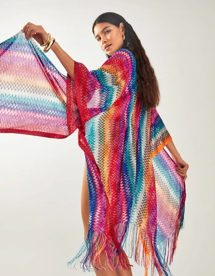 Monsoon Crochet Stripe Kaftan Women Kaftans and Kimonos