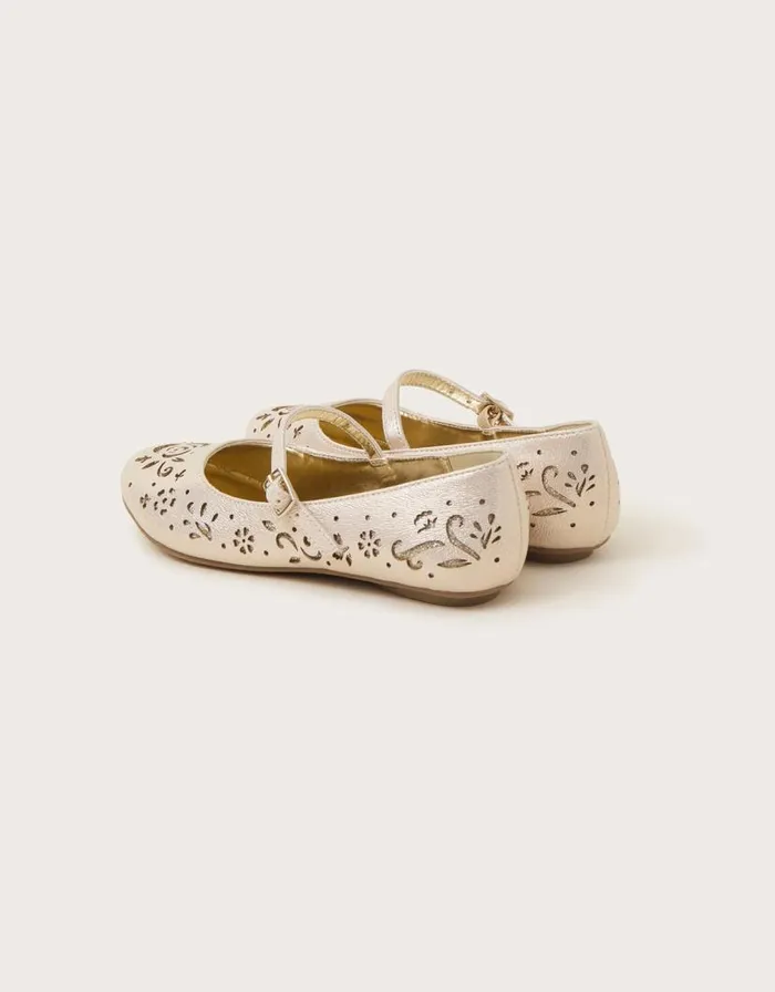 Monsoon Cutwork Ballet Flats Gold Children Partywear Monsoon Cutwork Ballet Flats Gold Children Partywear