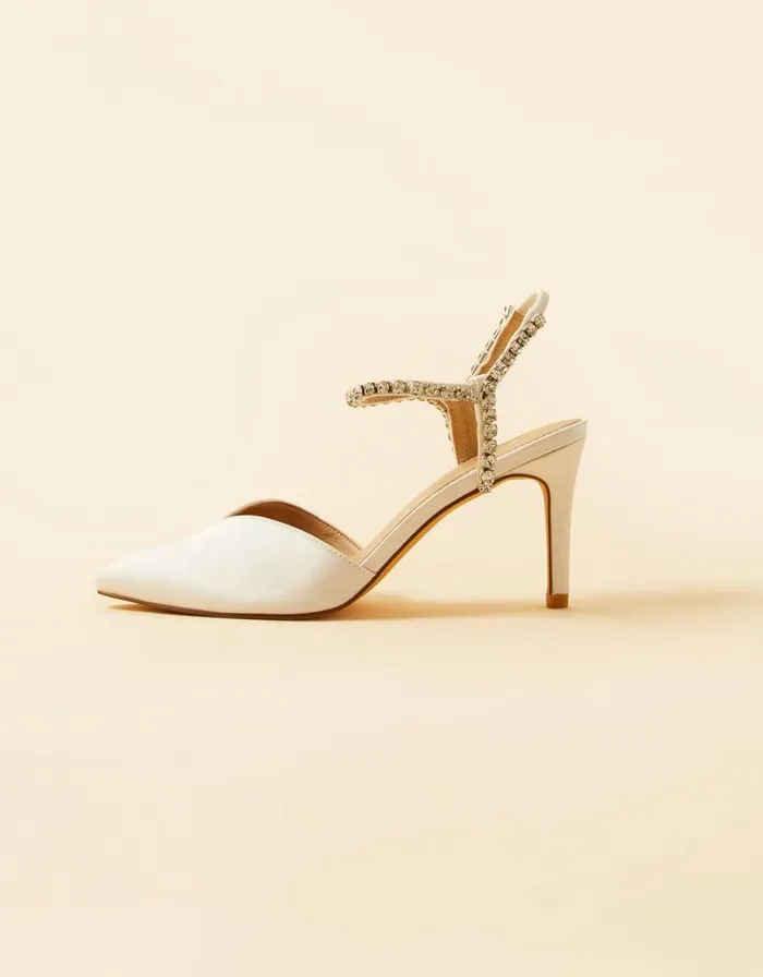 Monsoon Diamante Trim Pointed Toe Bridal Heels Ivory Women Heels Monsoon Diamante Trim Pointed Toe Bridal Heels Ivory Women Heels