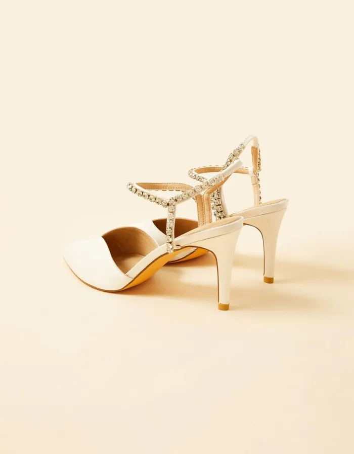 Monsoon Diamante Trim Pointed Toe Bridal Heels Ivory Women Heels Monsoon Diamante Trim Pointed Toe Bridal Heels Ivory Women Heels