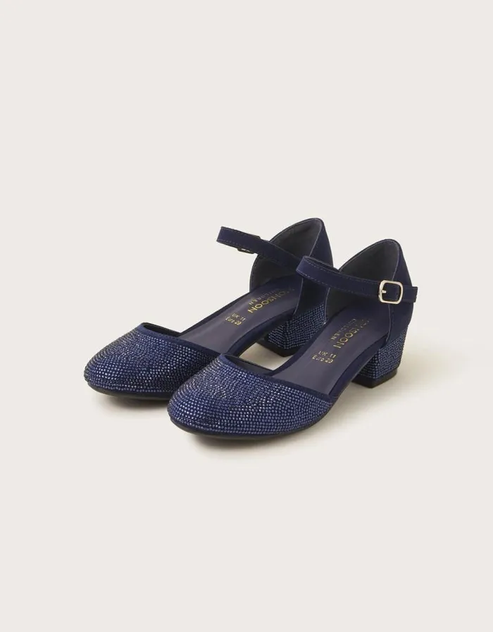 Monsoon Diamante TwoPart Heels Blue Children Partywear