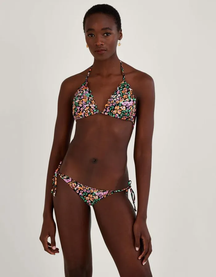 Monsoon Ditsy Print Bikini Bottoms Black Women Beachwear and Swimwear