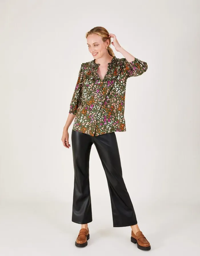 Monsoon Ditsy Print Jersey Shirt With LENZING ECOVERO Green Women Tops and Blouses Monsoon Ditsy Print Jersey Shirt With LENZING ECOVERO Green Women Tops and Blouses
