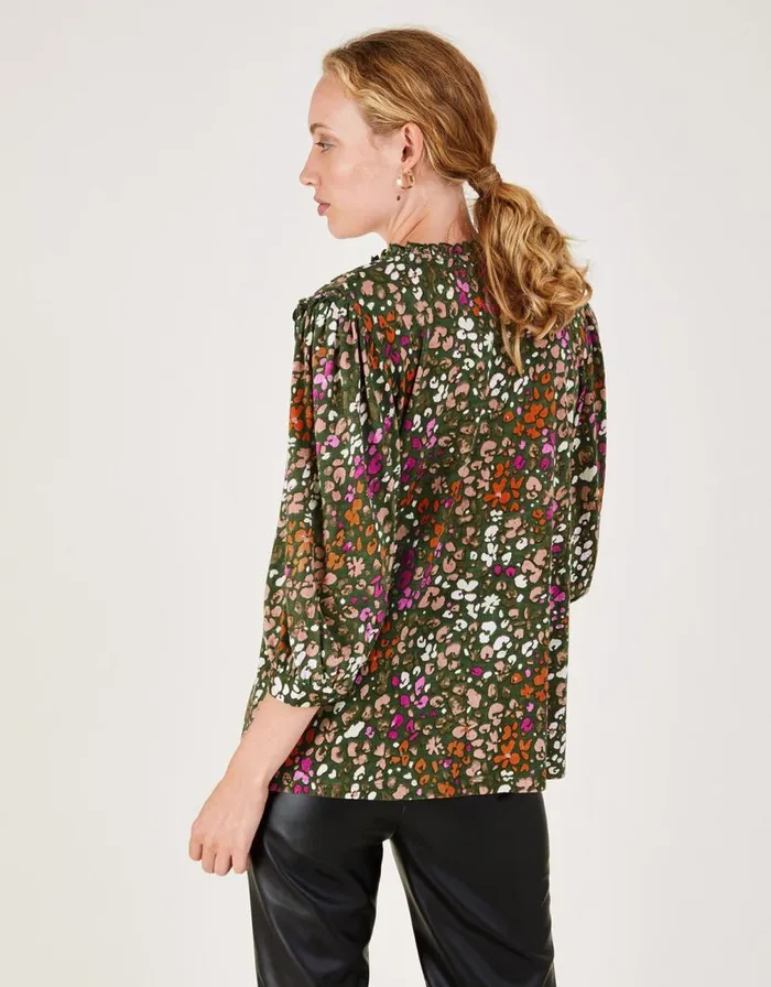 Monsoon Ditsy Print Jersey Shirt With LENZING ECOVERO Green Women Tops and Blouses Monsoon Ditsy Print Jersey Shirt With LENZING ECOVERO Green Women Tops and Blouses