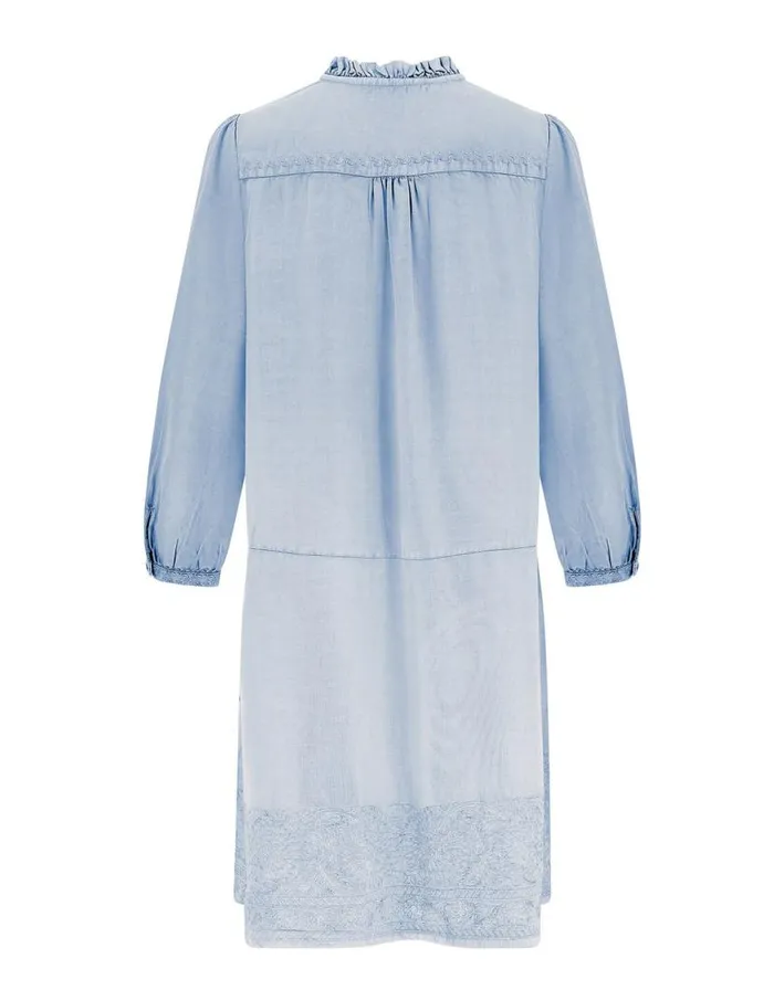 Monsoon East Embroidered Long Sleeve Dress Blue Women Summer Dresses