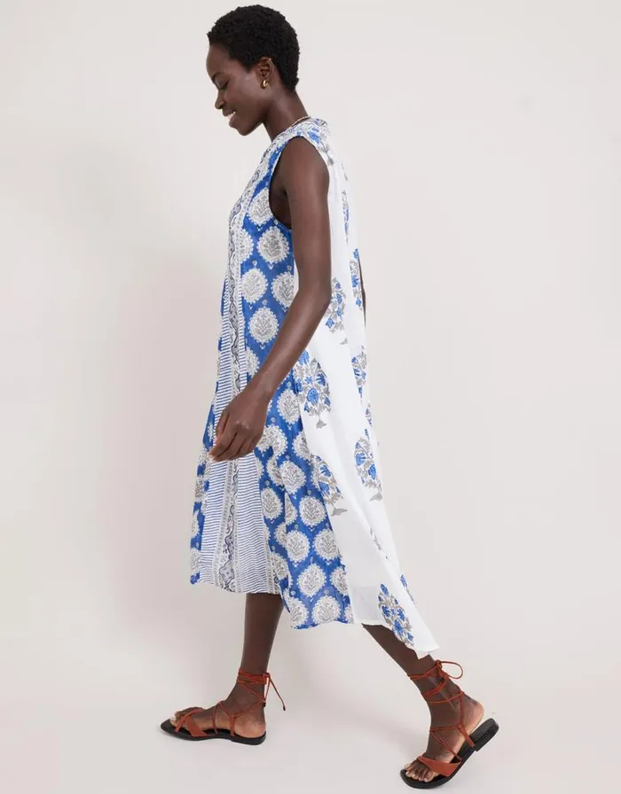 Monsoon East Sleeveless Print Dress Blue Women Summer Dresses Monsoon East Sleeveless Print Dress Blue Women Summer Dresses