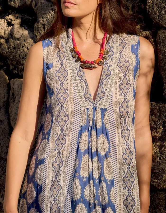 Monsoon East Sleeveless Print Dress Blue Women Summer Dresses Monsoon East Sleeveless Print Dress Blue Women Summer Dresses
