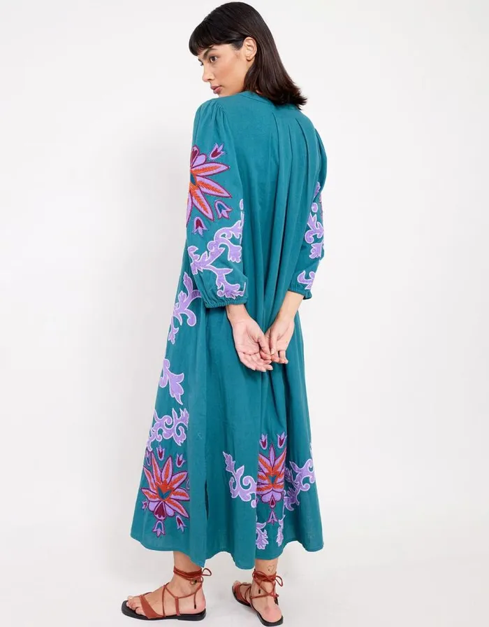Monsoon East Taylor Embroidered Dress Teal Women Day Dresses Monsoon East Taylor Embroidered Dress Teal Women Day Dresses