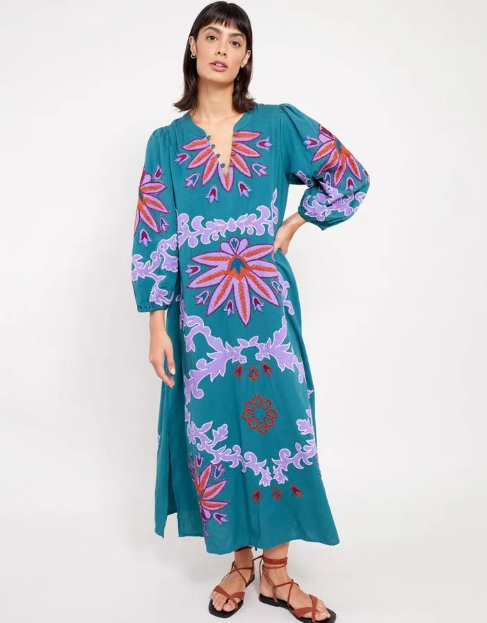 Monsoon East Taylor Embroidered Dress Teal Women Day Dresses Monsoon East Taylor Embroidered Dress Teal Women Day Dresses