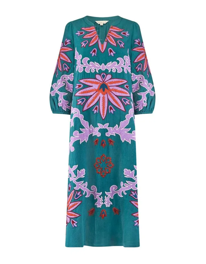 Monsoon East Taylor Embroidered Dress Teal Women Day Dresses Monsoon East Taylor Embroidered Dress Teal Women Day Dresses