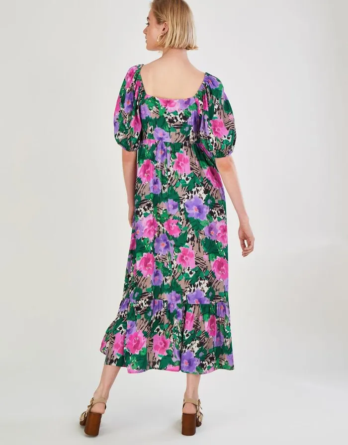 Monsoon Effie Print Tea Dress In Sustainable Viscose Camel Women Occasionwear Monsoon Effie Print Tea Dress In Sustainable Viscose Camel Women Occasionwear