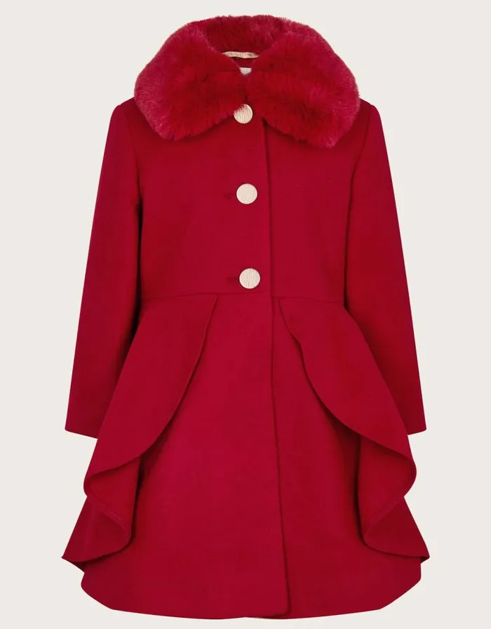 Monsoon Faux Fur Collar Swing Coat Red Children Coats and Jackets Monsoon Faux Fur Collar Swing Coat Red Children Coats and Jackets