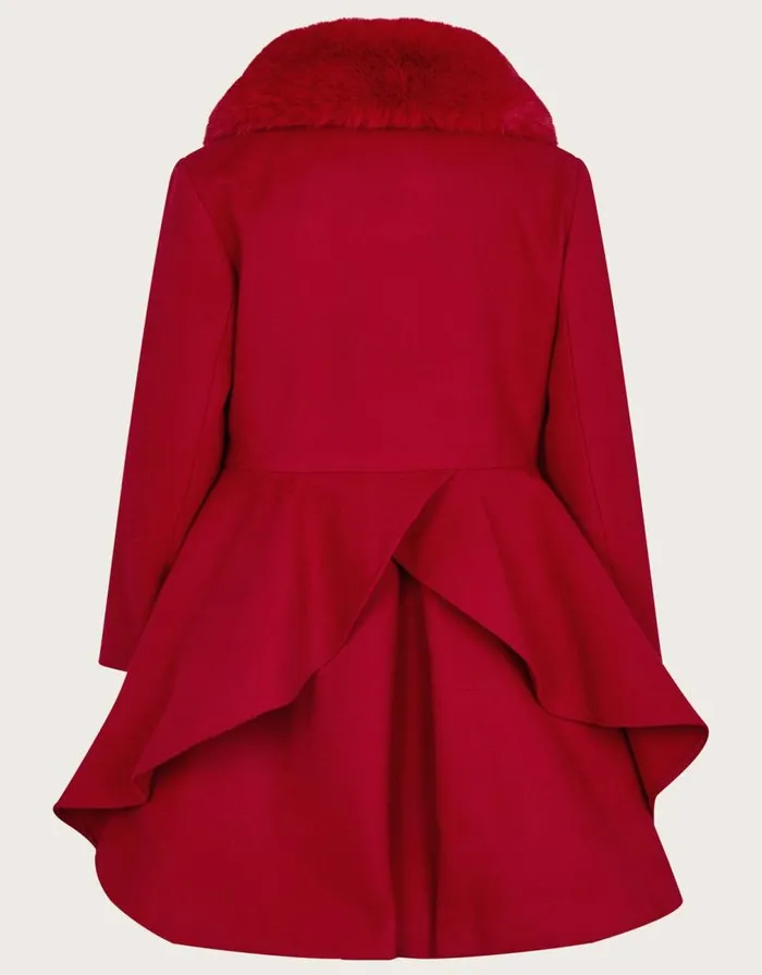 Monsoon Faux Fur Collar Swing Coat Red Children Coats and Jackets Monsoon Faux Fur Collar Swing Coat Red Children Coats and Jackets