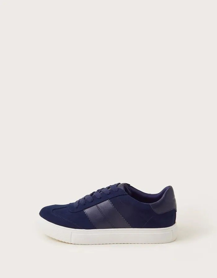 Monsoon Faux Suede Trainers Blue Women Flats