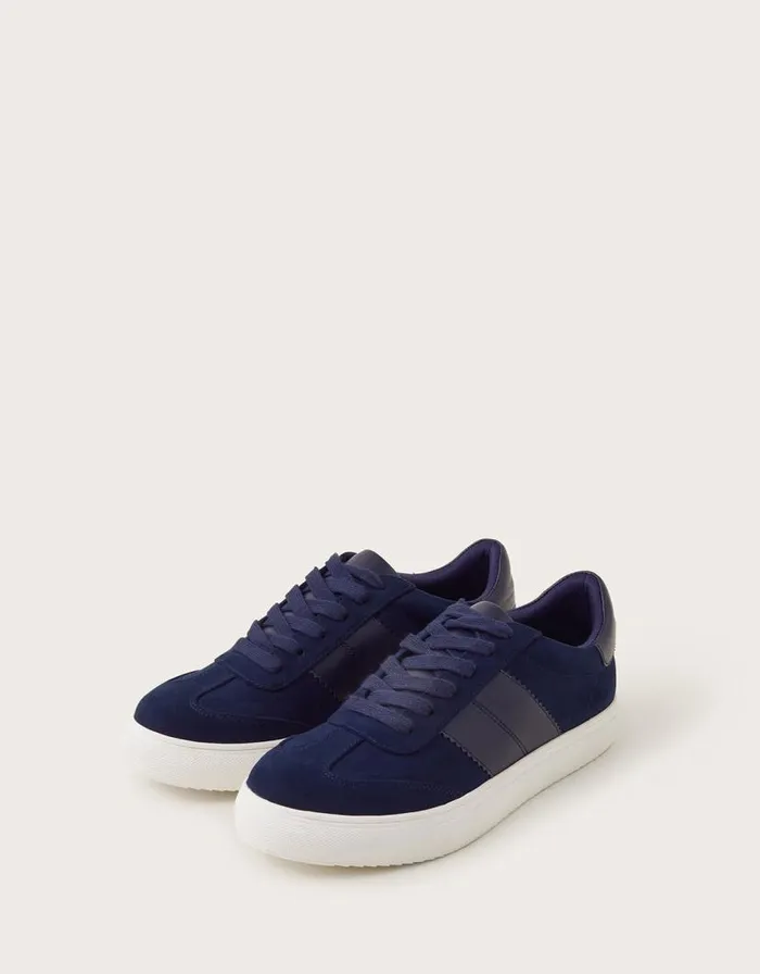 Monsoon Faux Suede Trainers Blue Women Flats Monsoon Faux Suede Trainers Blue Women Flats