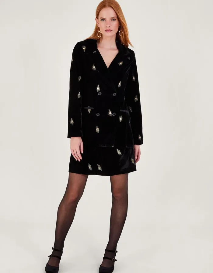 Monsoon Faye Velvet Blazer Black Women Jackets Monsoon Faye Velvet Blazer Black Women Jackets