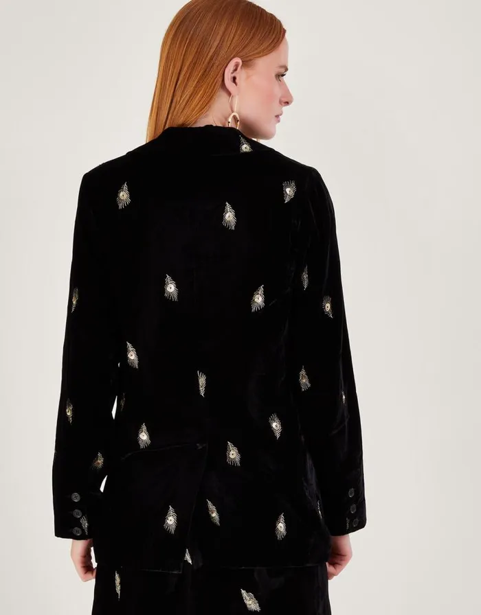 Monsoon Faye Velvet Blazer Black Women Jackets Monsoon Faye Velvet Blazer Black Women Jackets