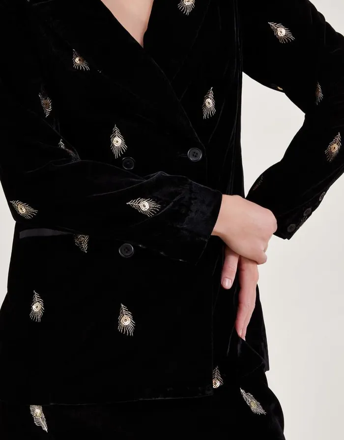Monsoon Faye Velvet Blazer Black Women Jackets Monsoon Faye Velvet Blazer Black Women Jackets