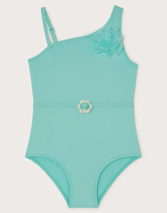 Monsoon Flower Mesh Swimsuit Blue Children Beachwear and Swimwear