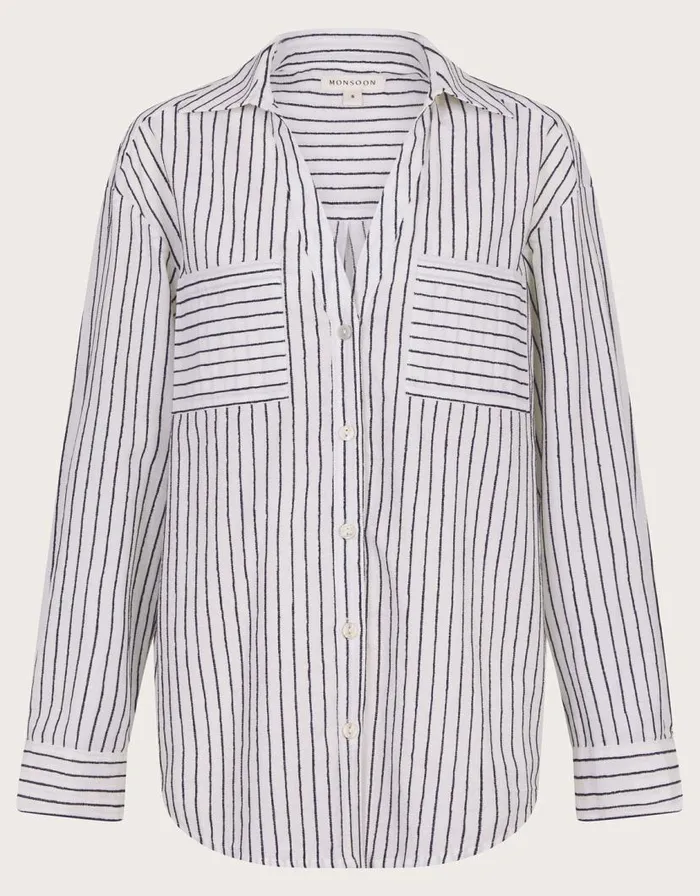 Monsoon Gilly Stripe Shirt Ivory Women Tops and Blouses Monsoon Gilly Stripe Shirt Ivory Women Tops and Blouses