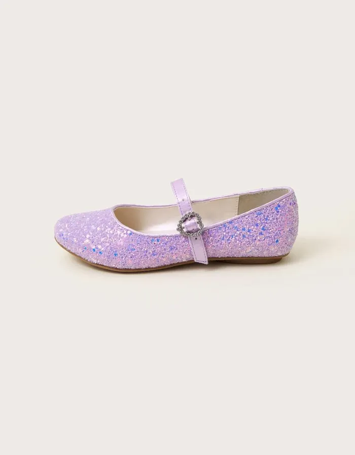 Monsoon Glitter Ballerina Flats Purple Children Partywear Monsoon Glitter Ballerina Flats Purple Children Partywear