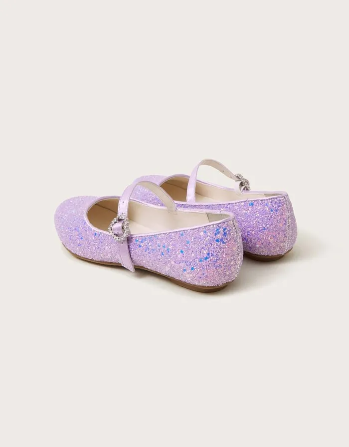 Monsoon Glitter Ballerina Flats Purple Children Partywear Monsoon Glitter Ballerina Flats Purple Children Partywear