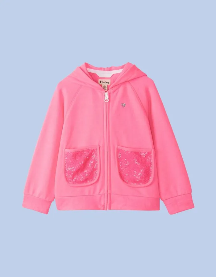 Monsoon Hatley Neon Raglan Hoodie Pink Children Knitwear and Cardigans
