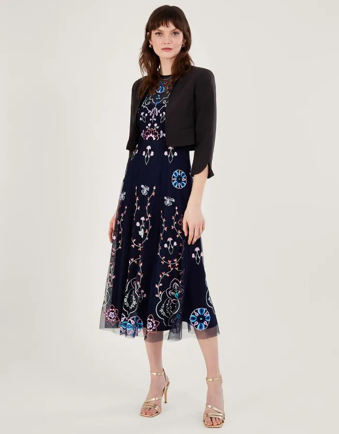 Monsoon Hortensia Scallop Crop Jacket Black Women Occasionwear Monsoon Hortensia Scallop Crop Jacket Black Women Occasionwear