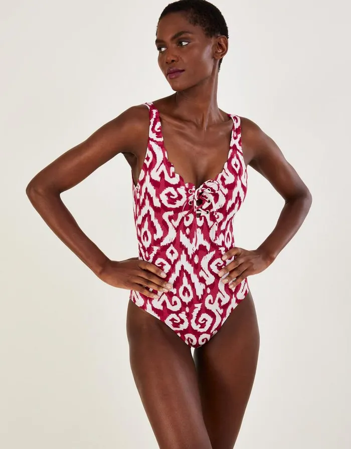 Monsoon Ikat Print TieUp Swimsuit With Recycled Polyester Women Beachwear and Swimwear Monsoon Ikat Print TieUp Swimsuit With Recycled Polyester Women Beachwear and Swimwear