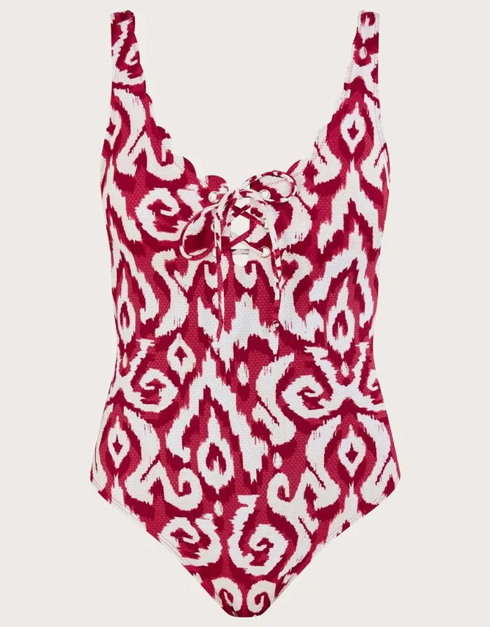 Monsoon Ikat Print TieUp Swimsuit With Recycled Polyester Women Beachwear and Swimwear Monsoon Ikat Print TieUp Swimsuit With Recycled Polyester Women Beachwear and Swimwear