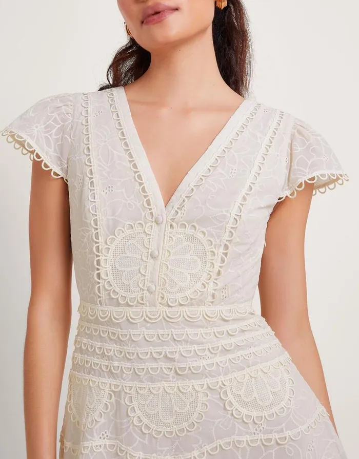 Monsoon Irene Broderie Dress Cream Women Occasion Dresses Monsoon Irene Broderie Dress Cream Women Occasion Dresses