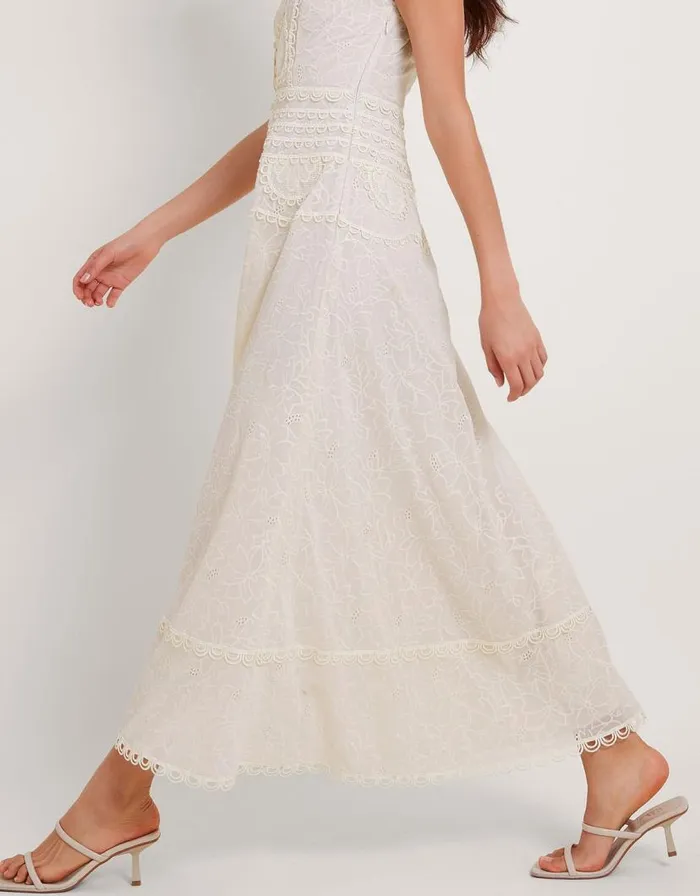 Monsoon Irene Broderie Dress Cream Women Occasion Dresses Monsoon Irene Broderie Dress Cream Women Occasion Dresses