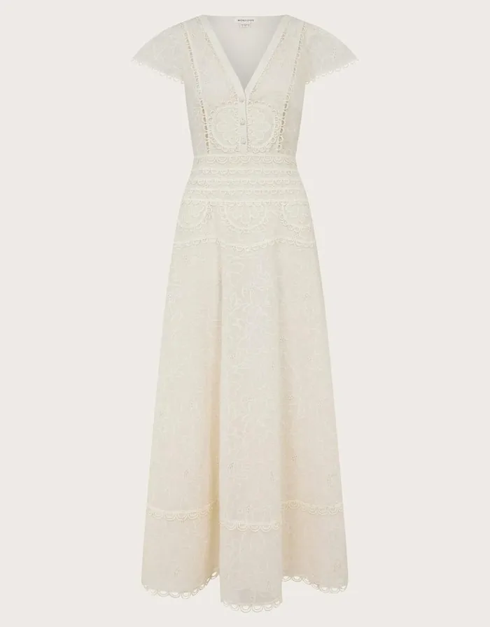 Monsoon Irene Broderie Dress Cream Women Occasion Dresses Monsoon Irene Broderie Dress Cream Women Occasion Dresses