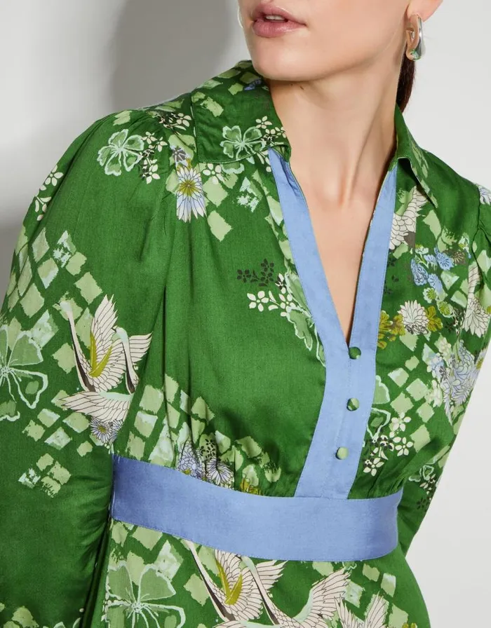 Monsoon Jennifer Long Sleeve Floral Print Midi Dress Green Women Day Dresses Monsoon Jennifer Long Sleeve Floral Print Midi Dress Green Women Day Dresses