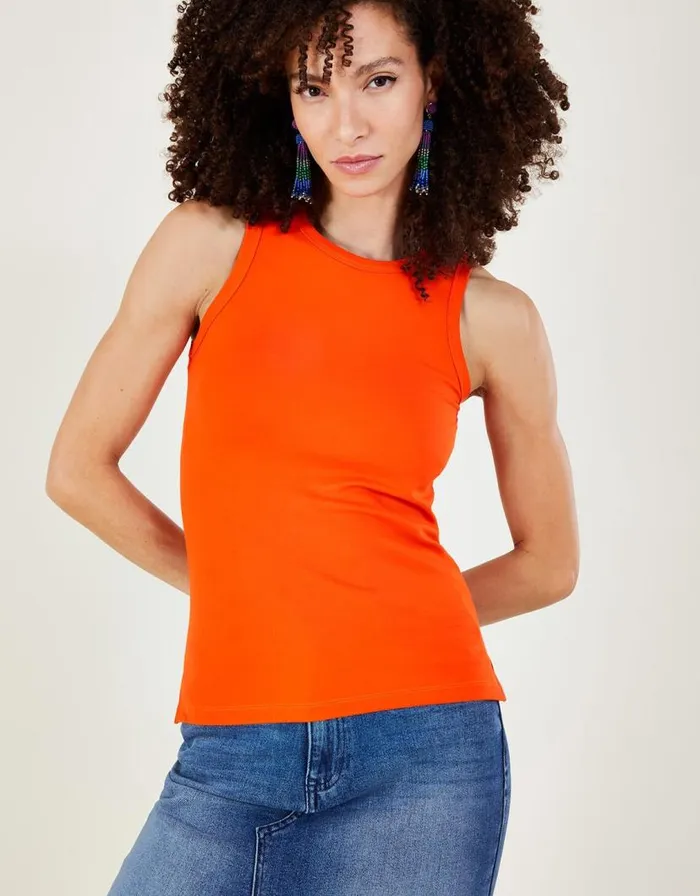 Monsoon Jersey Cami Tank Top With LENZING ECOVERO Orange Women Tops and Blouses