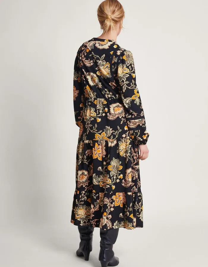 Monsoon Juliet Floral Midi Shirt Dress Black Women Midi Dresses Monsoon Juliet Floral Midi Shirt Dress Black Women Midi Dresses