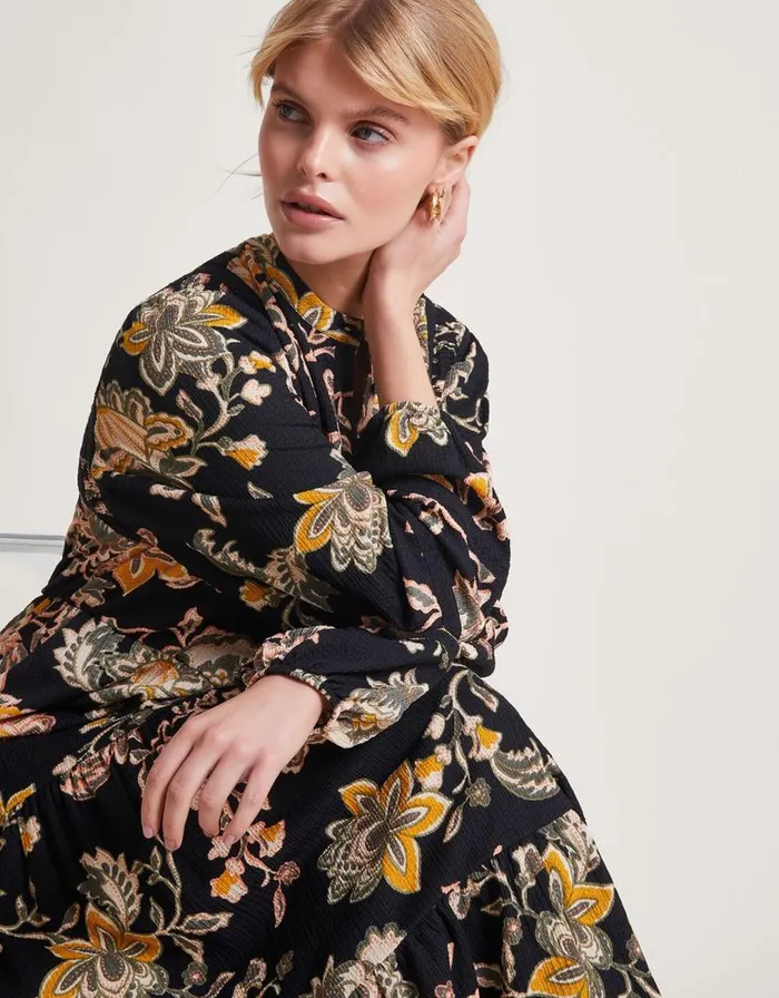 Monsoon Juliet Floral Midi Shirt Dress Black Women Midi Dresses Monsoon Juliet Floral Midi Shirt Dress Black Women Midi Dresses