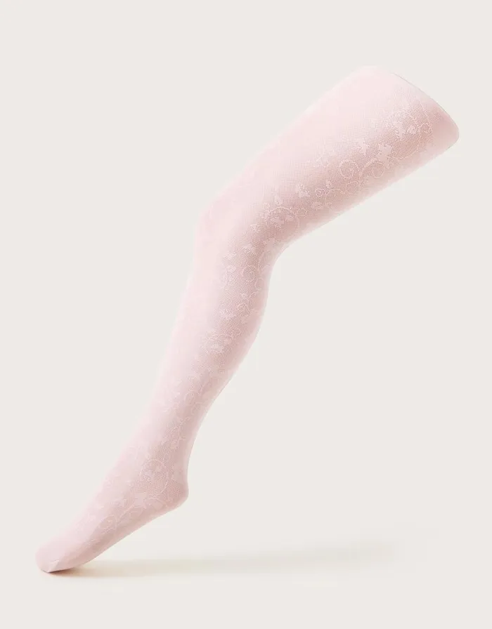 Monsoon Lace Butterfly Tights Pink Children Partywear