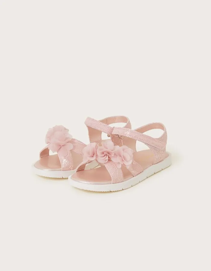 Monsoon Lace Corsage Sandals Pink Children Girls039 Shoes and Sandals