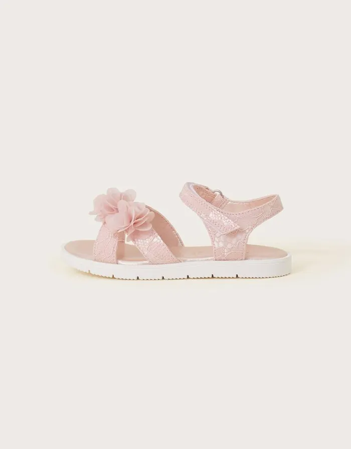 Monsoon Lace Corsage Sandals Pink Children Girls039 Shoes and Sandals