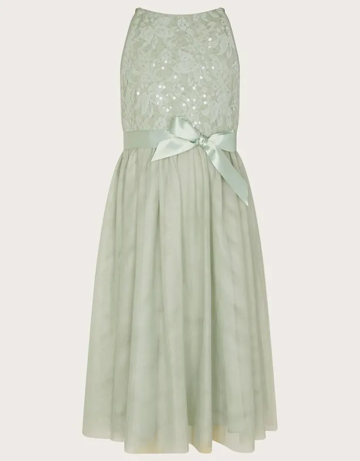 Monsoon Lacey Sequin Truth Maxi Dress Green Children Dresses