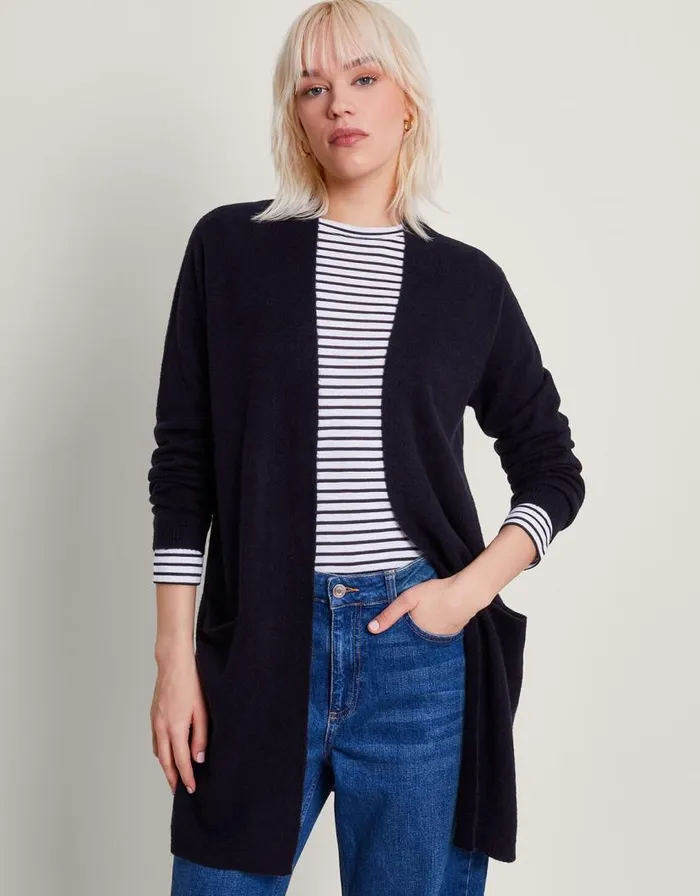 Monsoon Lenny Longline Cardigan Blue Women Knitwear
