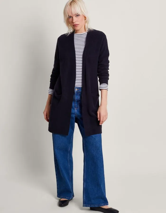 Monsoon Lenny Longline Cardigan Blue Women Knitwear Monsoon Lenny Longline Cardigan Blue Women Knitwear