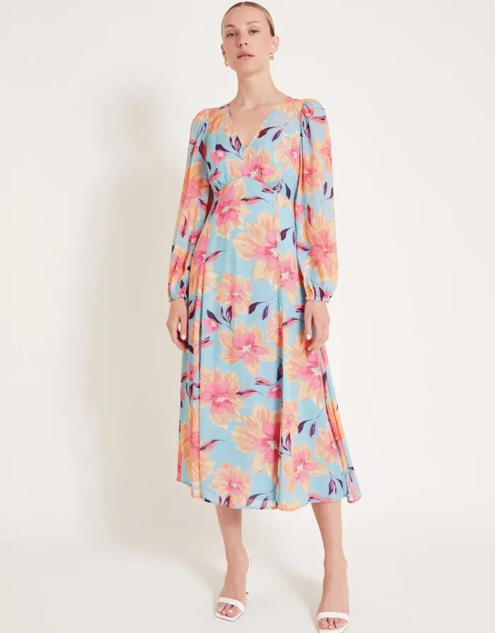 Monsoon Lilith Floral Print Dress Blue Women Occasion Dresses Monsoon Lilith Floral Print Dress Blue Women Occasion Dresses