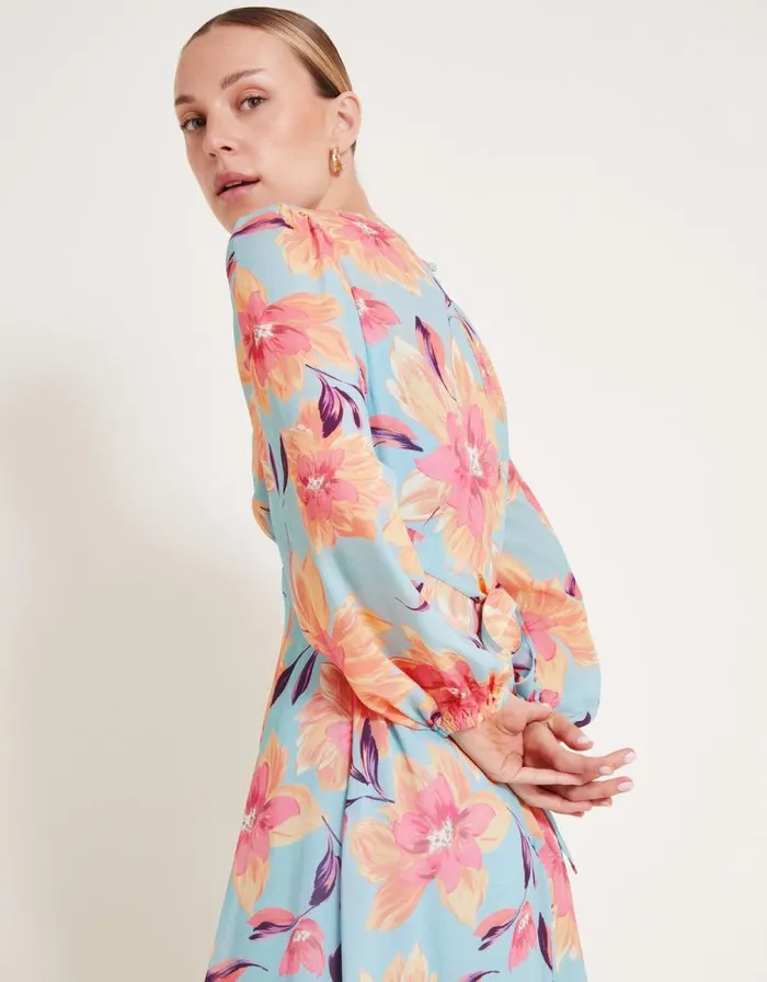 Monsoon Lilith Floral Print Dress Blue Women Occasion Dresses Monsoon Lilith Floral Print Dress Blue Women Occasion Dresses