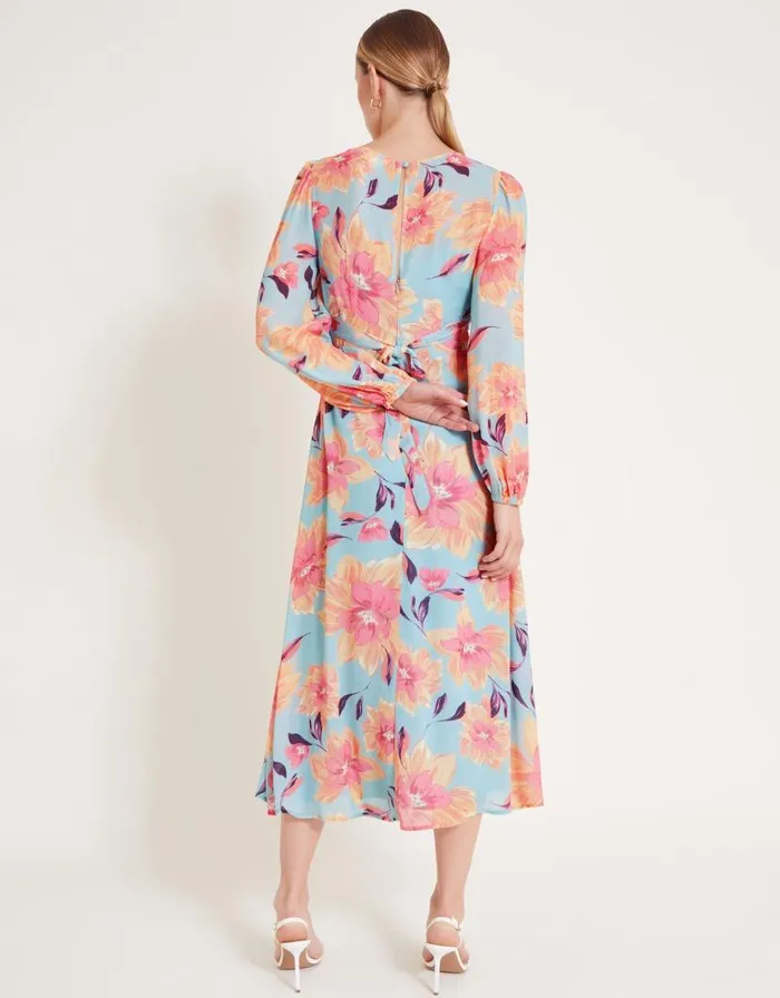 Monsoon Lilith Floral Print Dress Blue Women Occasion Dresses Monsoon Lilith Floral Print Dress Blue Women Occasion Dresses