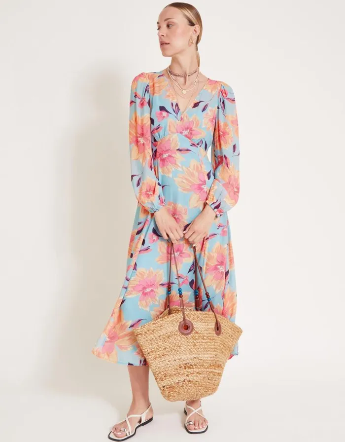 Monsoon Lilith Floral Print Dress Blue Women Occasion Dresses Monsoon Lilith Floral Print Dress Blue Women Occasion Dresses